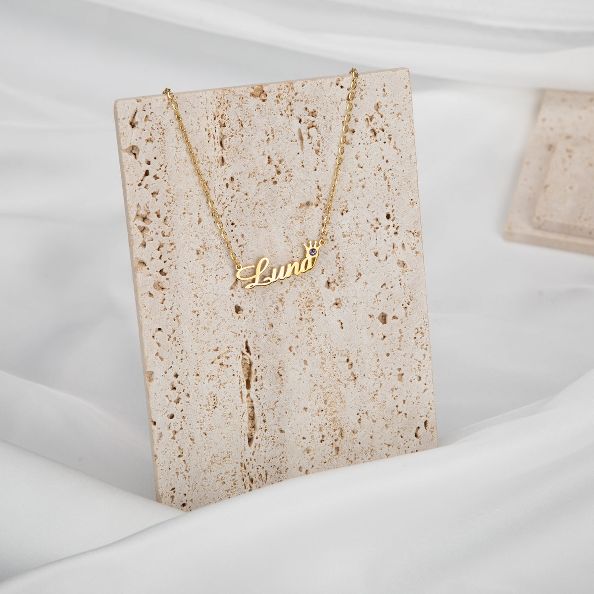 Name and Crown Necklace with Birthstone My Little Necklace