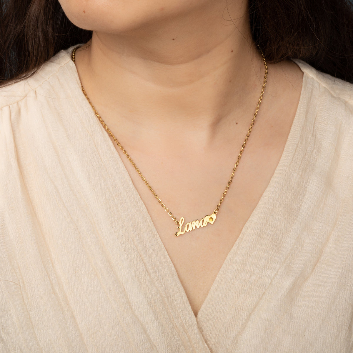 Name and Heart Necklace with Birthstone My Little Necklace