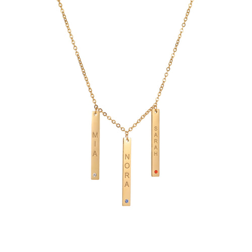 Vertical Bar Birthstone Pendant Necklace