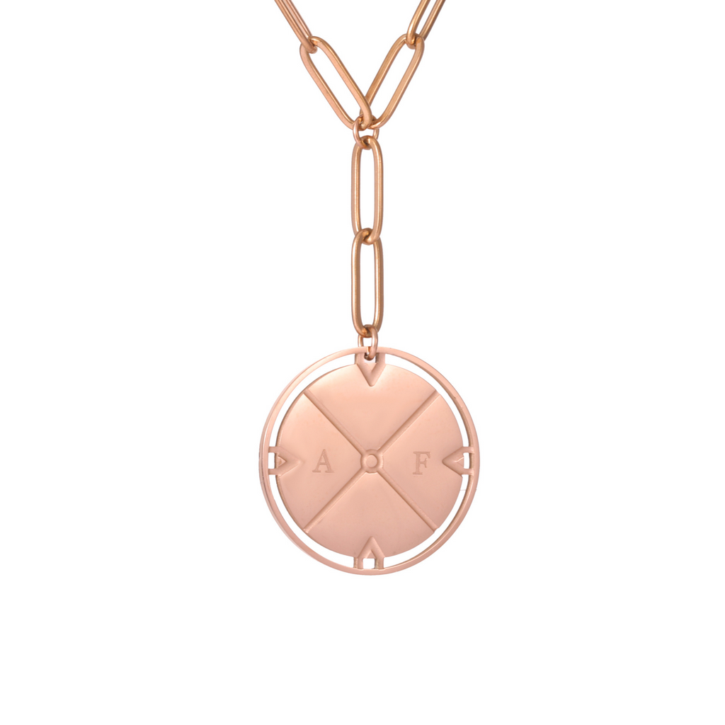 Personalized Compass Medallion Necklace with Initials