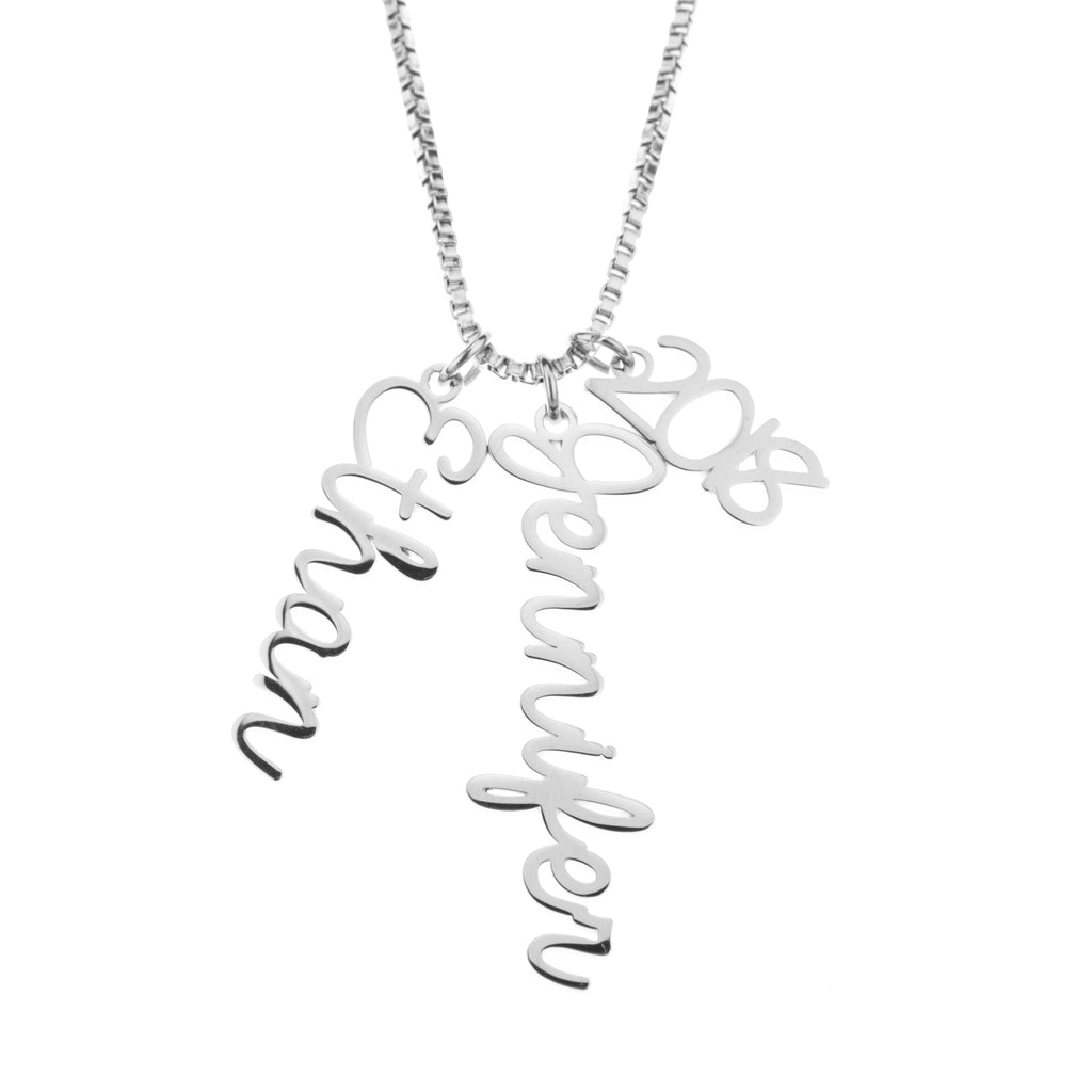 Personalized Vertical Cursive Necklace