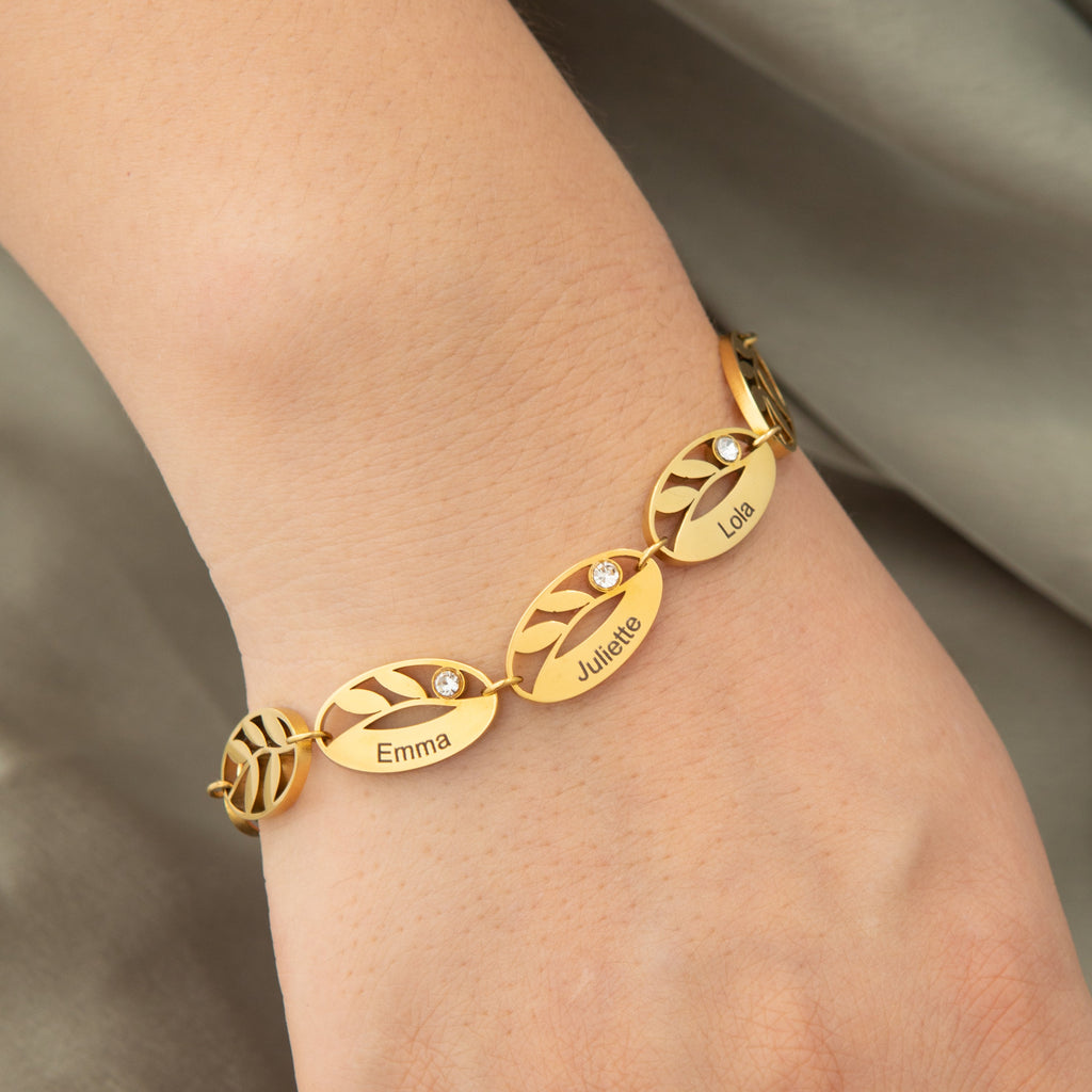 Personalized Bracelet with Multiple Leaves