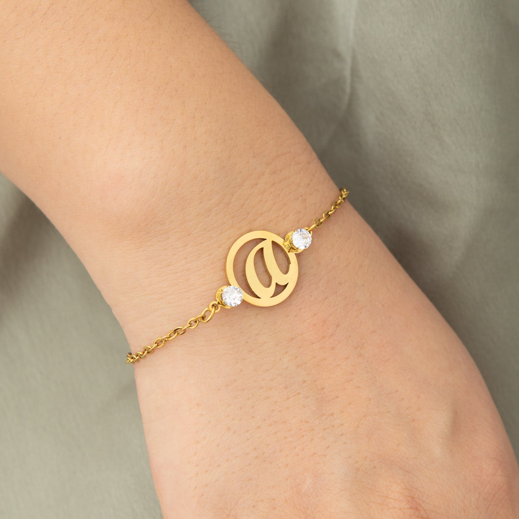 Personalized Bracelet with Initial and Birthstone