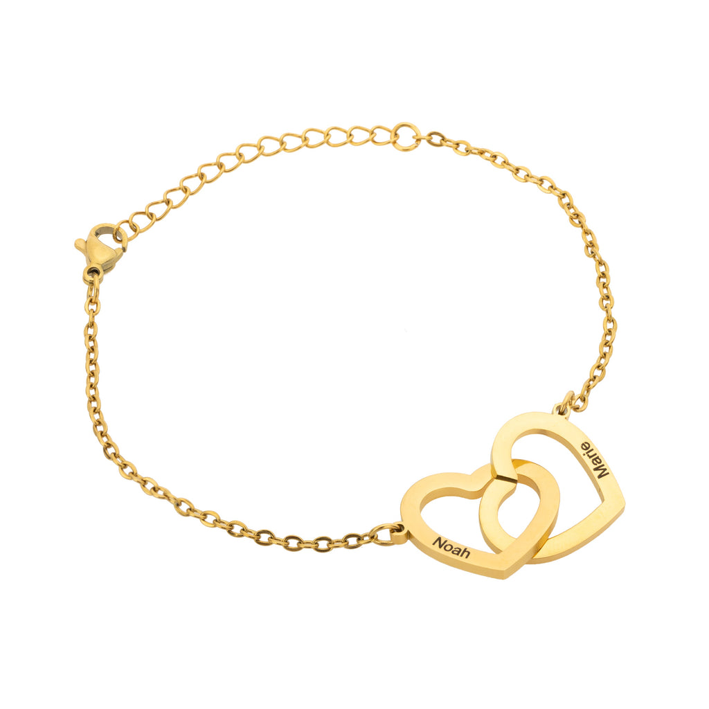 Personalized Bracelet with Entwined Double Hearts