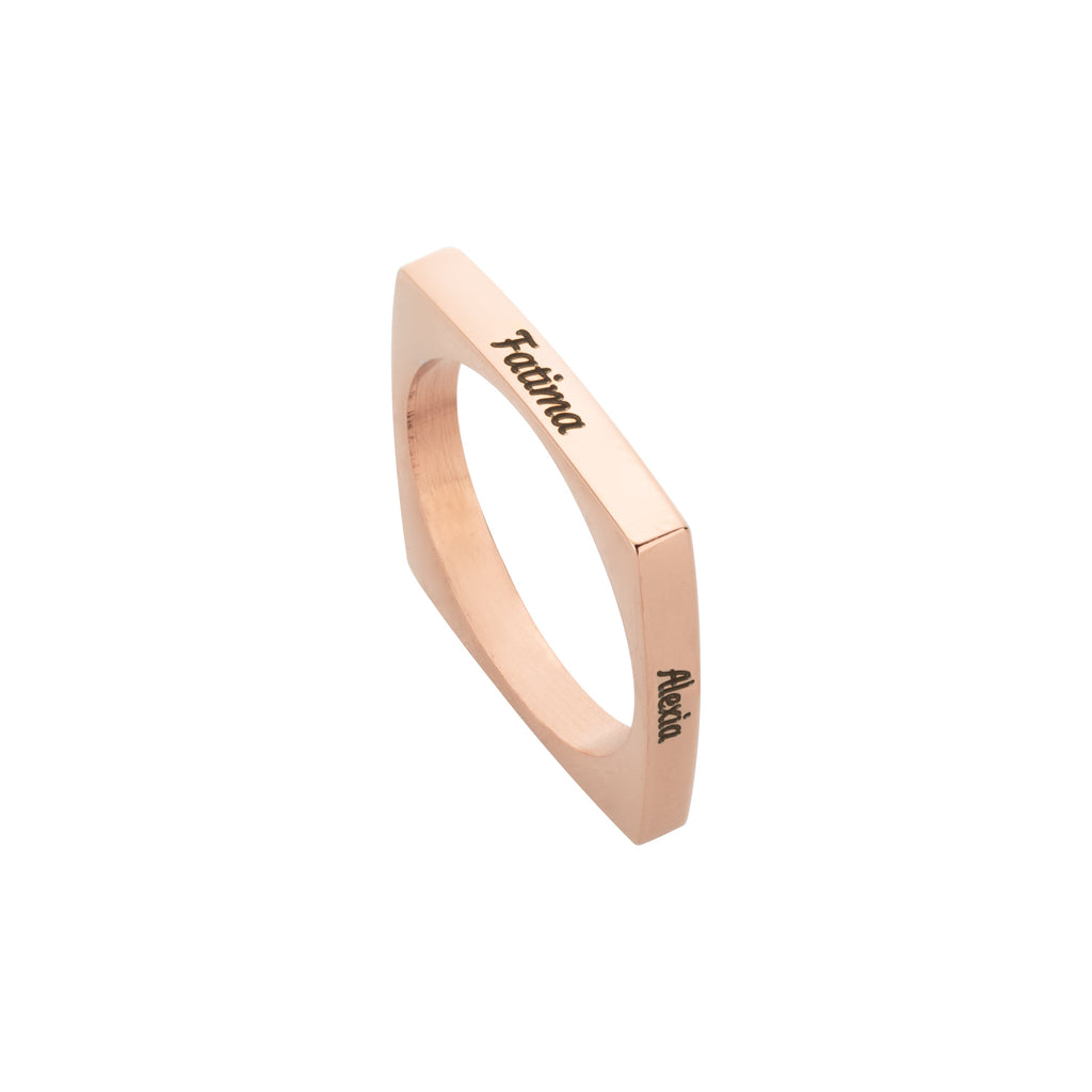 Customizable Square Ring with 4 Names