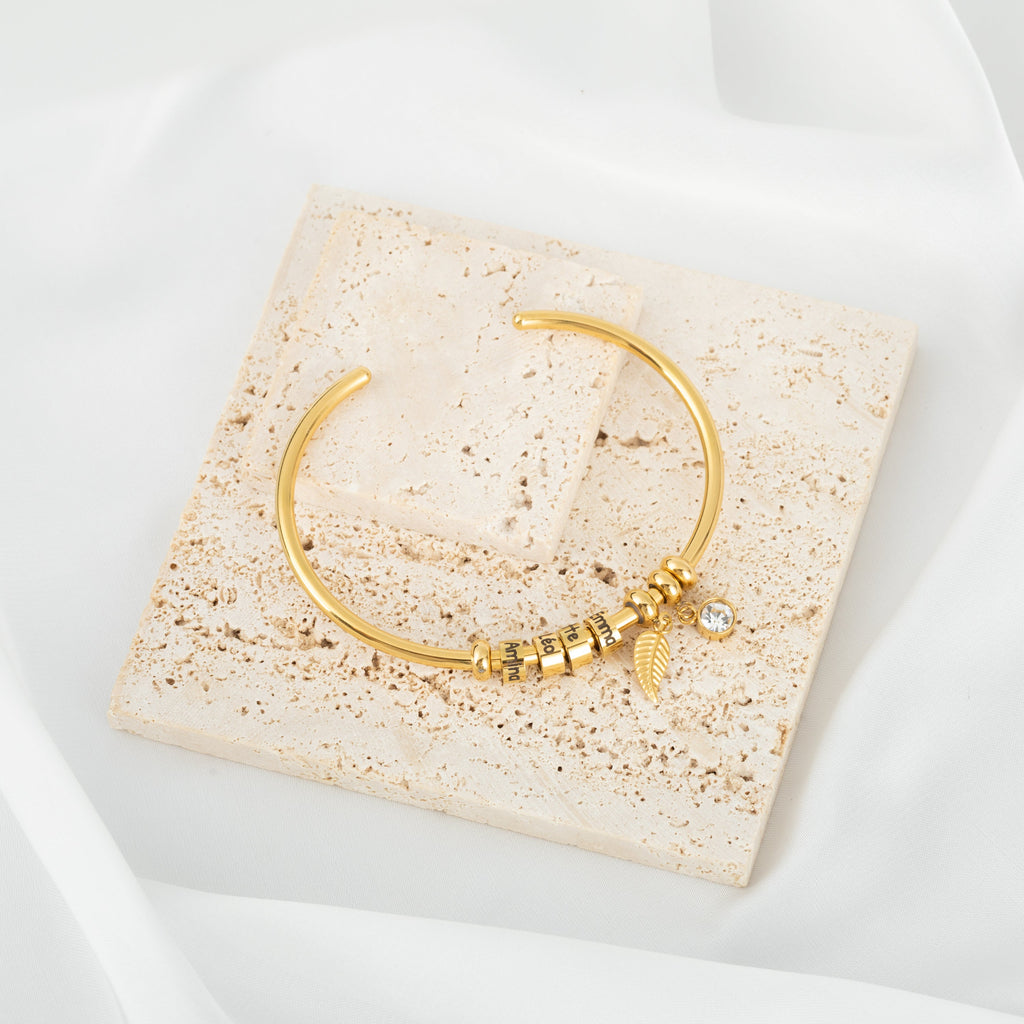 Open Bangle Bracelet with Charms