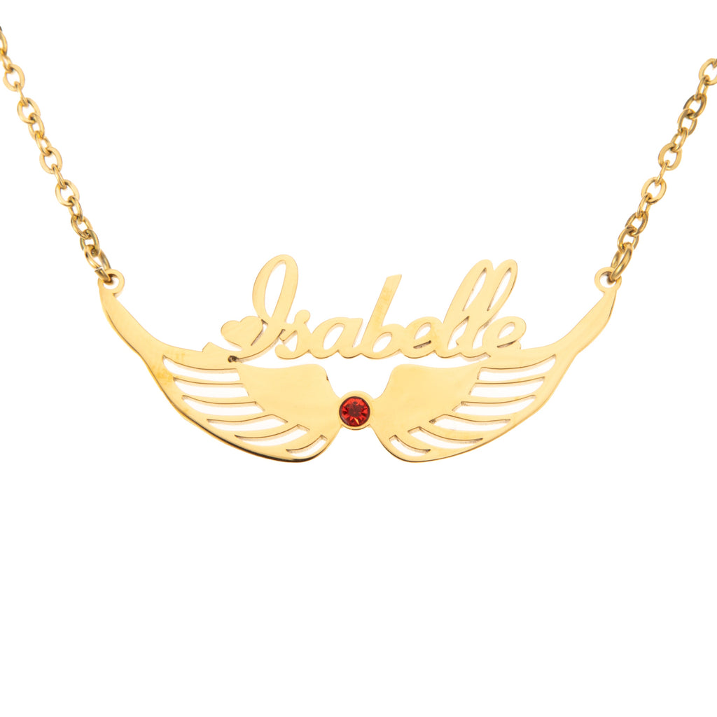 Angel Wings Necklace with Birthstone