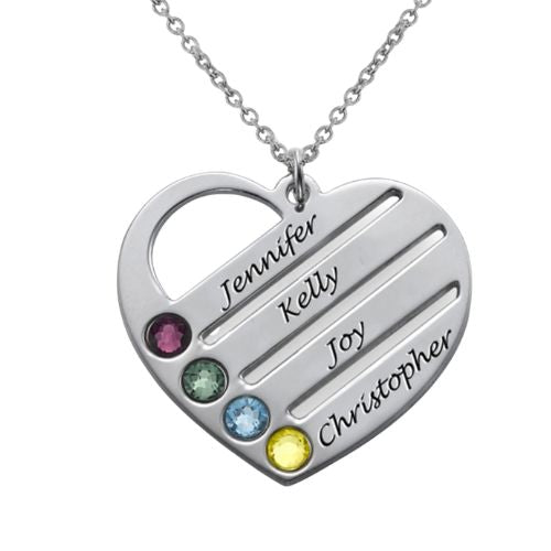 Family Heart Pendant with Engraved Names