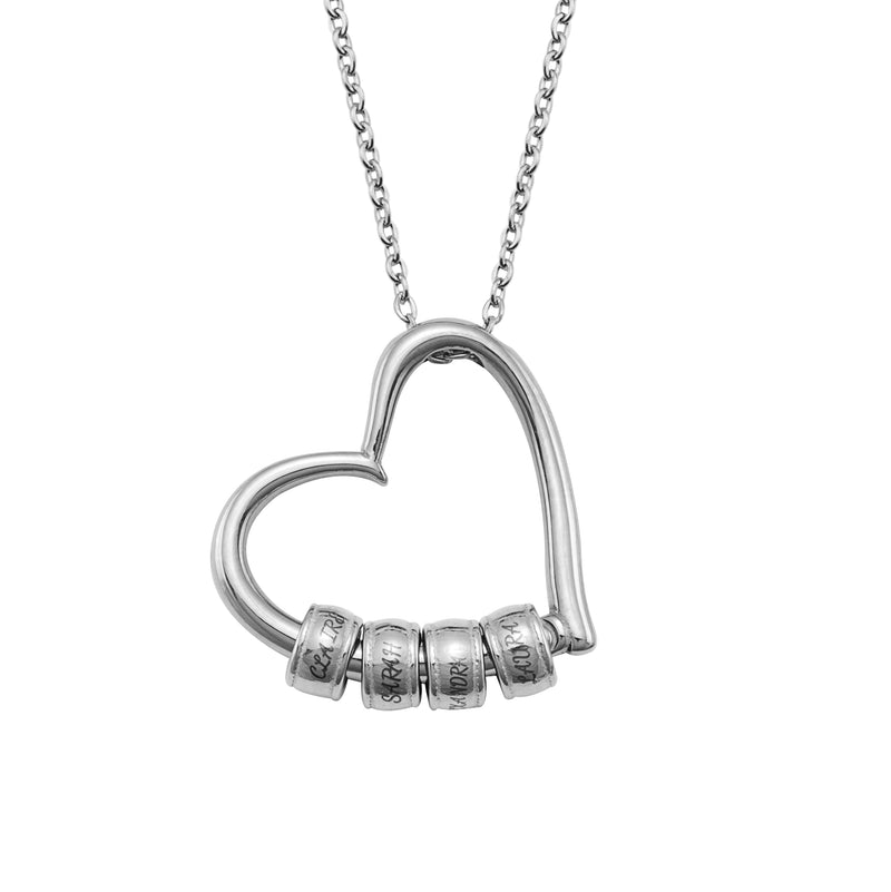 Heart Necklace with Engraved Beads