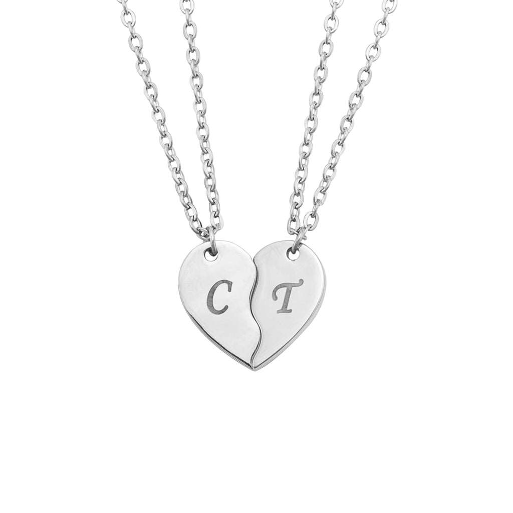 Two-Piece Heart-Shaped Initial Necklace