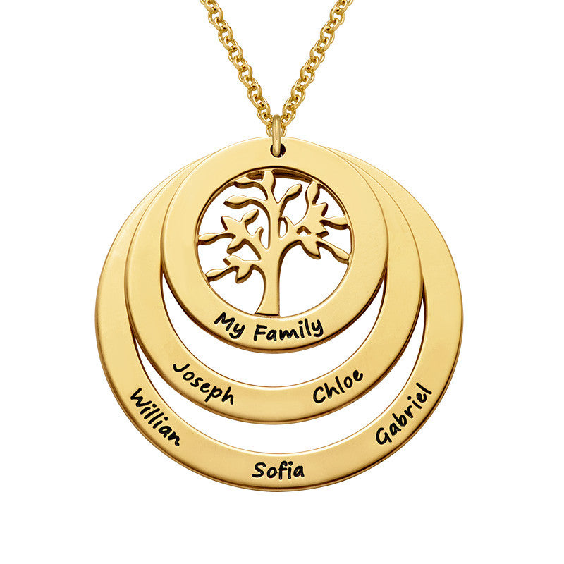 Personalized Family Tree Circle Pendant