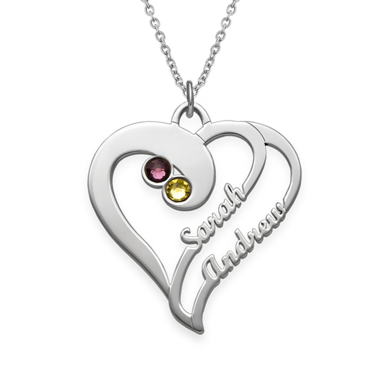 Merged Double Heart Custom Necklace Two Names