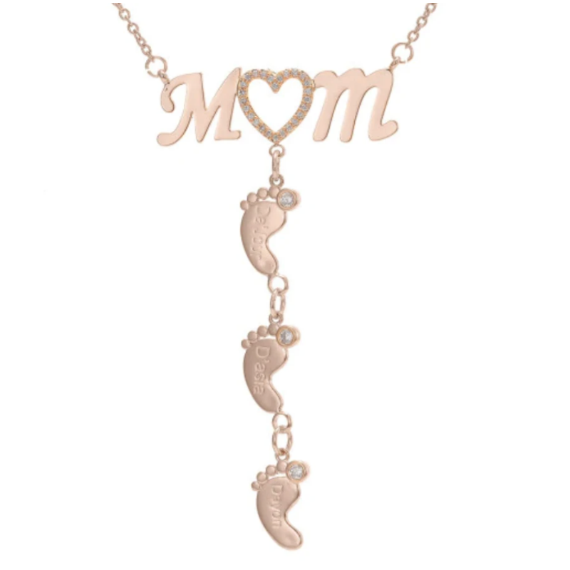 Mother's Love Necklace with Baby Feet