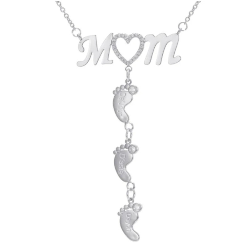 Mother's Love Necklace with Baby Feet